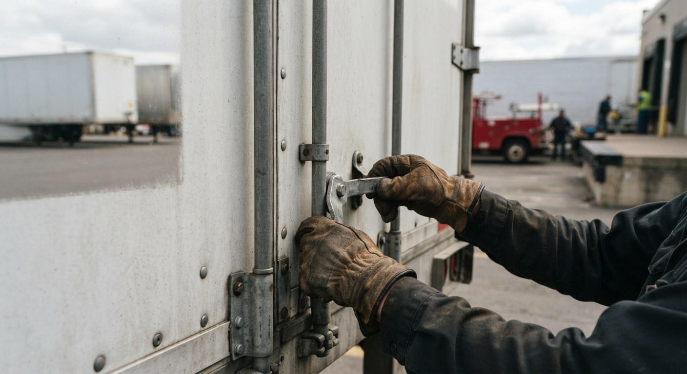 A professional truck driver beside a tractor